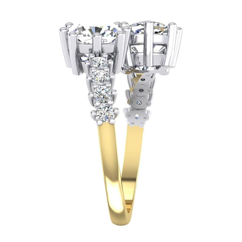 White Gold Double Cushion Cut Diamond Ring 3.30 Carats 14K