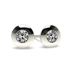 Stud Earrings 14 Karat White Gold – Diamond Old Mine Cut 1 ct