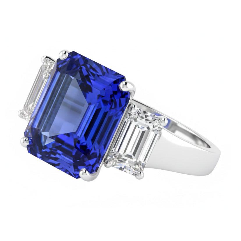White Gold Emerald Natural Earth Mined Diamond Ring 5 Carats Sapphire Jewellery 14K
