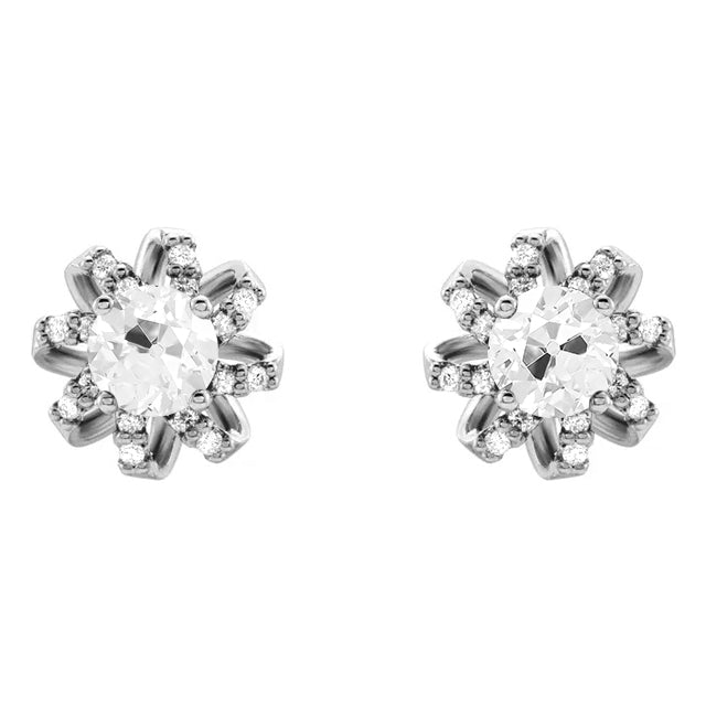 Real Diamond Drop Earrings 1 ct 14K White Gold – main view