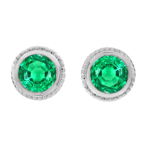 Fine Emerald Gemstone Earring 2-ct 14K White Gold – main view
