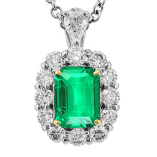 Emerald Stone Pendant Necklace 6-ct 14 Karat Two Tone Gold – main view