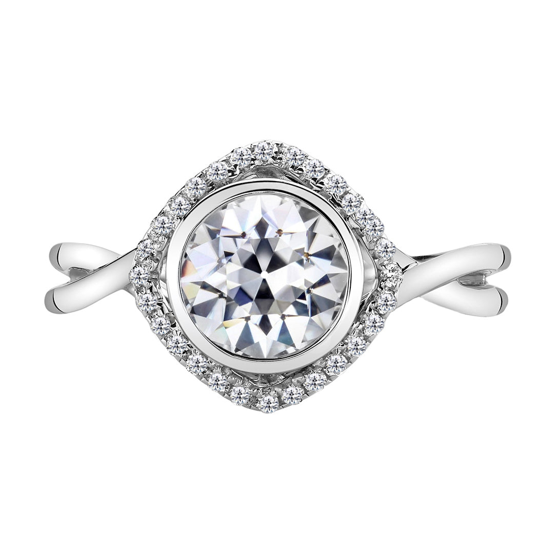 Fine Diamond Halo Setting Ring 2-ct 14K White Gold – main view