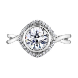 14K White Gold Halo Setting Ring with Fine Diamond – 2 ct
