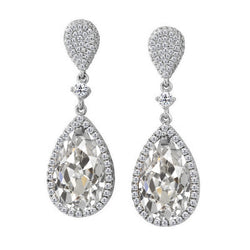 Diamond Old Mine Cut Stud Earrings 5 ct in 14K White Gold
