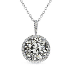 Handmade Old Mine Cut Diamond Halo – 3.50 ct 14 Karat White Gold