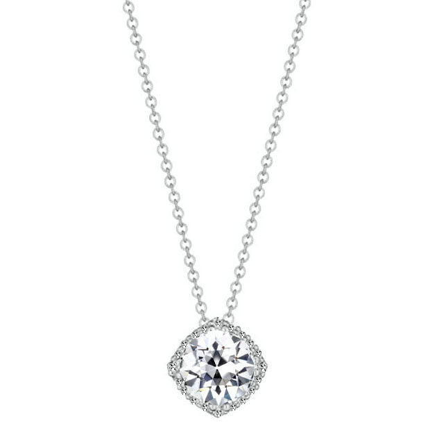 Brilliant Diamond Antique Cushion Pendant in 14K White Gold – main view