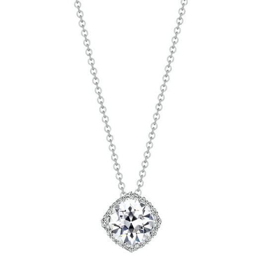 Brilliant Diamond Antique Cushion Pendant in 14K White Gold – main view