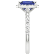 White Gold Halo Ring Princess Sri Lankan Sapphire & Natural Earth Mined Diamonds 6 Carats
