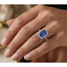 natural round sapphire 4ct ring on white background