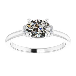 14 Karat White Gold Antique Cushion Fine Diamond Halo Ring 2 ct