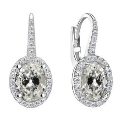 Diamond Antique Cushion Stud Earrings 5 ct – 14 Karat White Gold