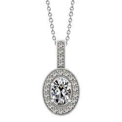14 Karat White Gold Old Mine Cut Brilliant Diamond Pendant 1 ct