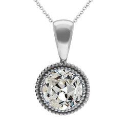 Genuine Old Mine Cut Brilliant Diamond Pendant Necklace – 2 ct