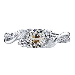 Refined Solitaire Ring with Accents with Anniversary Band