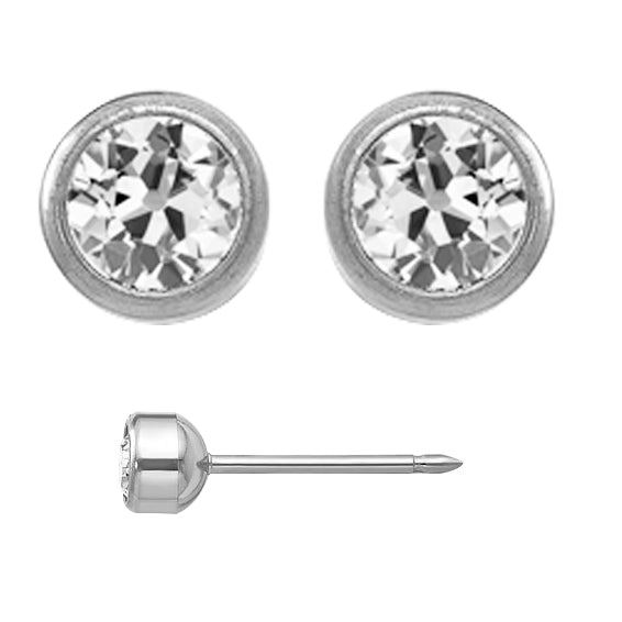 Brilliant Diamond Old Mine Cut Drop Earrings in 14K White Gold – main view