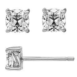 Cushion Brilliant Diamond Earrings in 14K White Gold – 6 ct