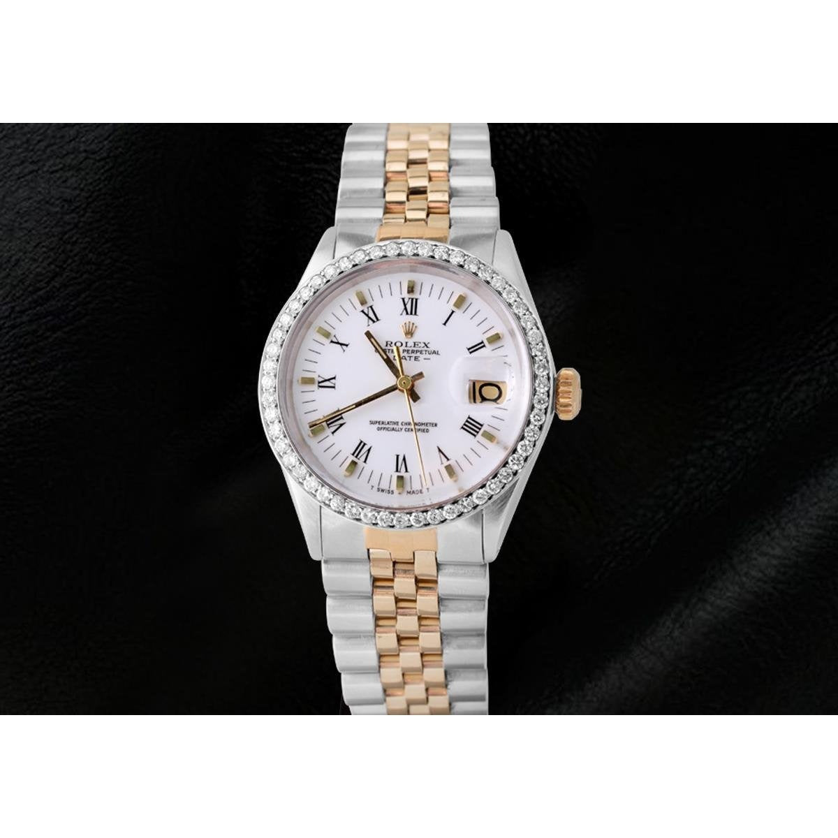 Roman Dial Diamond Bezel Rolex Date Watch Jubilee