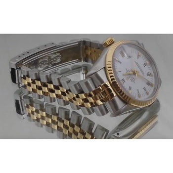 White Roman Dial Rolex Datejust Watch Ss & Gold Bracelet1