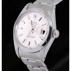 White Stick Dial Rolex Date Men Watch Oyster Bracelet Ss