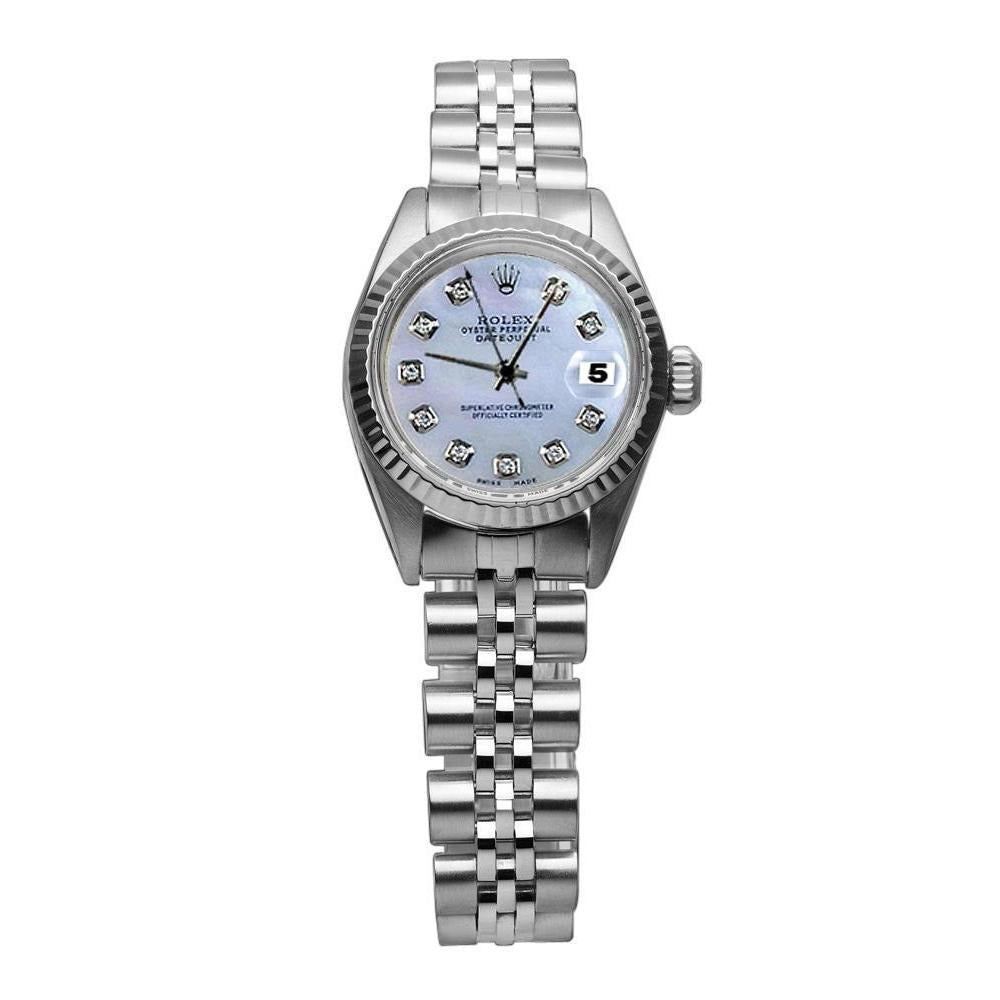White Diamond Dial Rolex Date Just Watch 