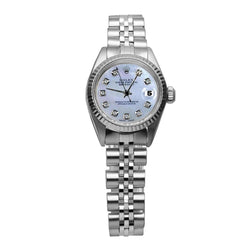 White Natural Earth Mined Diamond Dial Rolex Date Just Watch Jubilee Ss Bracelet