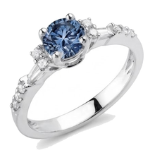 White Gold 1 Carat Blue White Natural Earth Mined Diamonds Engagement Ring