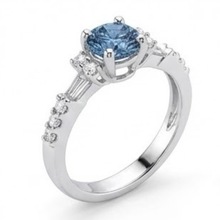 White Gold 1 Carat Blue White Natural Earth Mined Diamonds Engagement Ring
