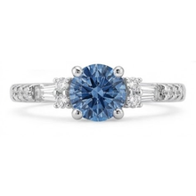 White Gold 1 Carat Blue White Natural Earth Mined Diamonds Engagement Ring