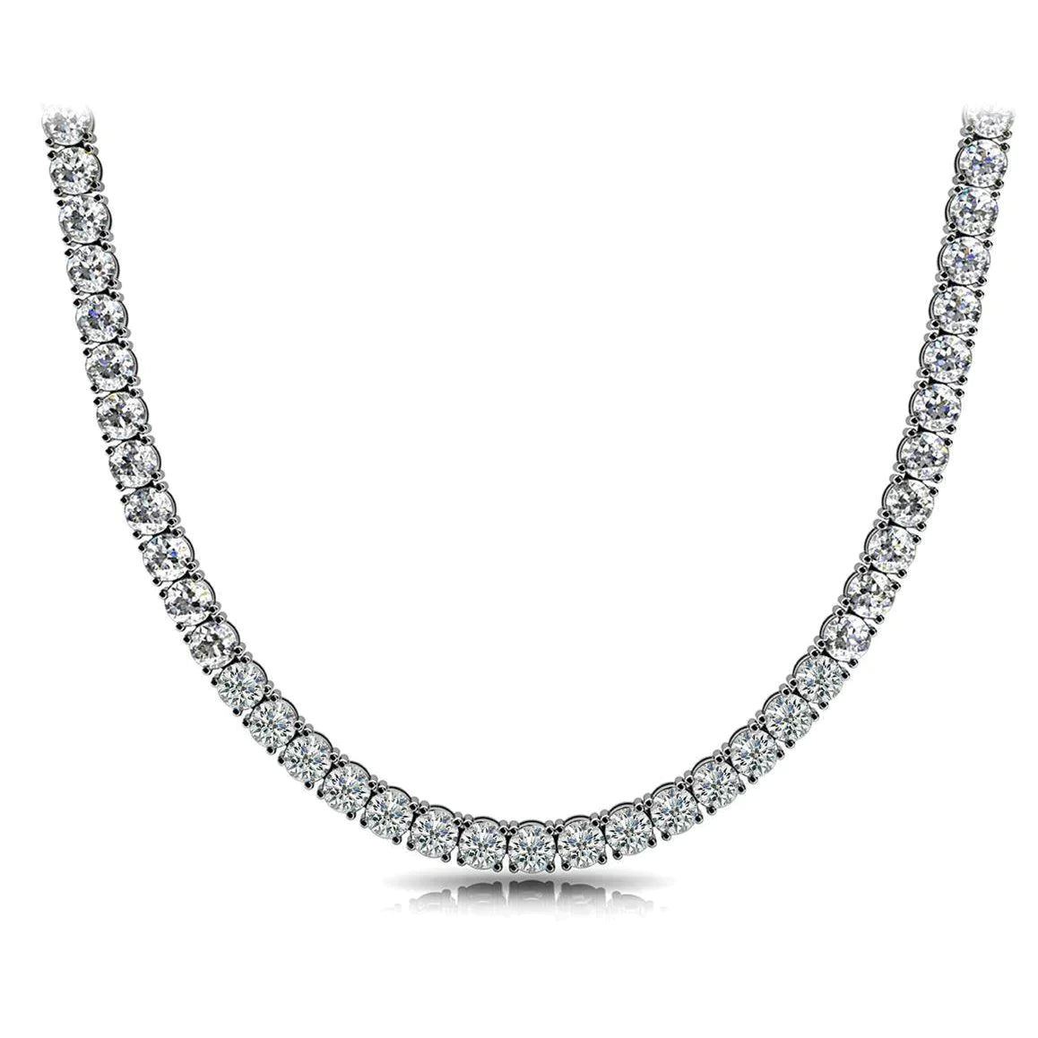 White Gold 20 Carat Real Diamond Tennis Necklace