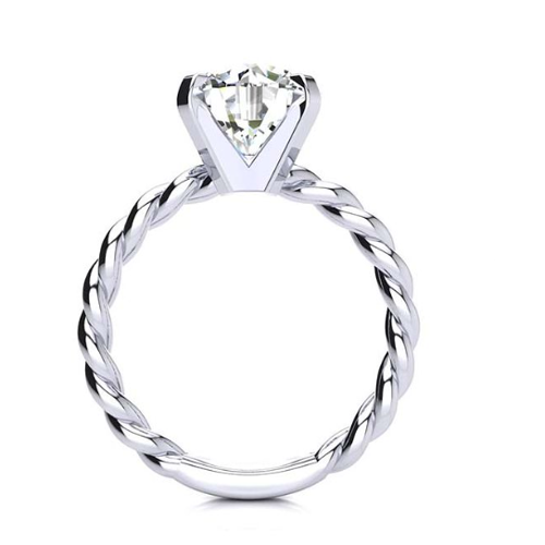 Fine Diamond Solitaire Engagement Ring 3-ct 14 Karat White Gold – front view