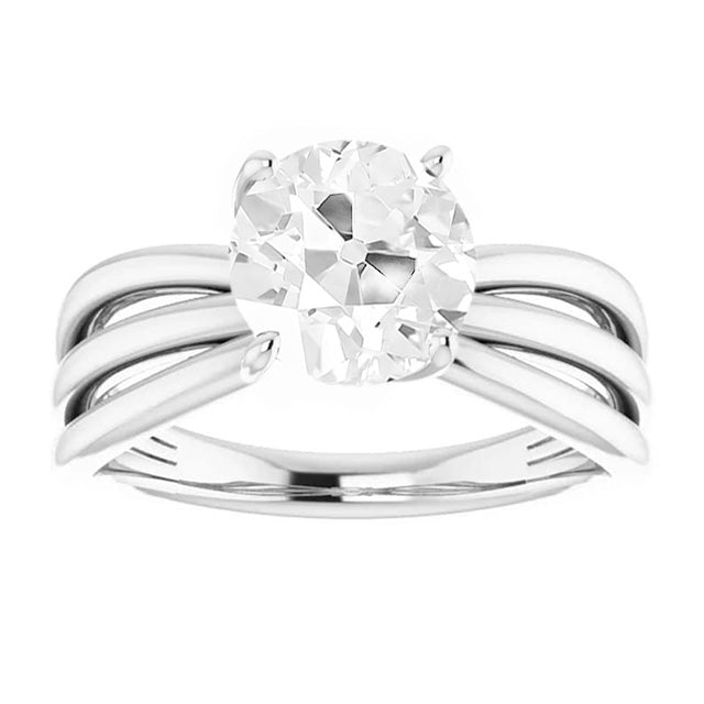 Solitaire Ring 14 Karat White Gold with Brilliant Diamond – front view
