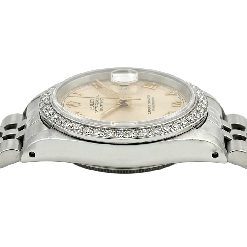 White Roman Dial Date Just Natural Earth Mined Diamond Bracelet Rolex Ladies Watch