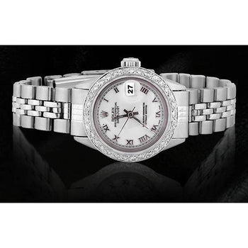 White Roman Dial Diamond Bezel Rolex Dj Watch Ss Jubilee-Bracelet