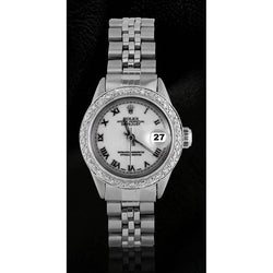 White Roman Dial Natural Earth Mined Diamond Bezel Rolex Dj Watch Ss Jubilee Bracelet
