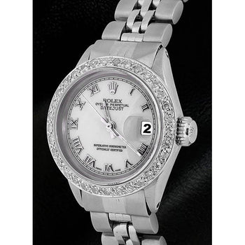White Roman Dial Diamond Bezel Rolex Dj Watch Ss Jubilee Bracelet1