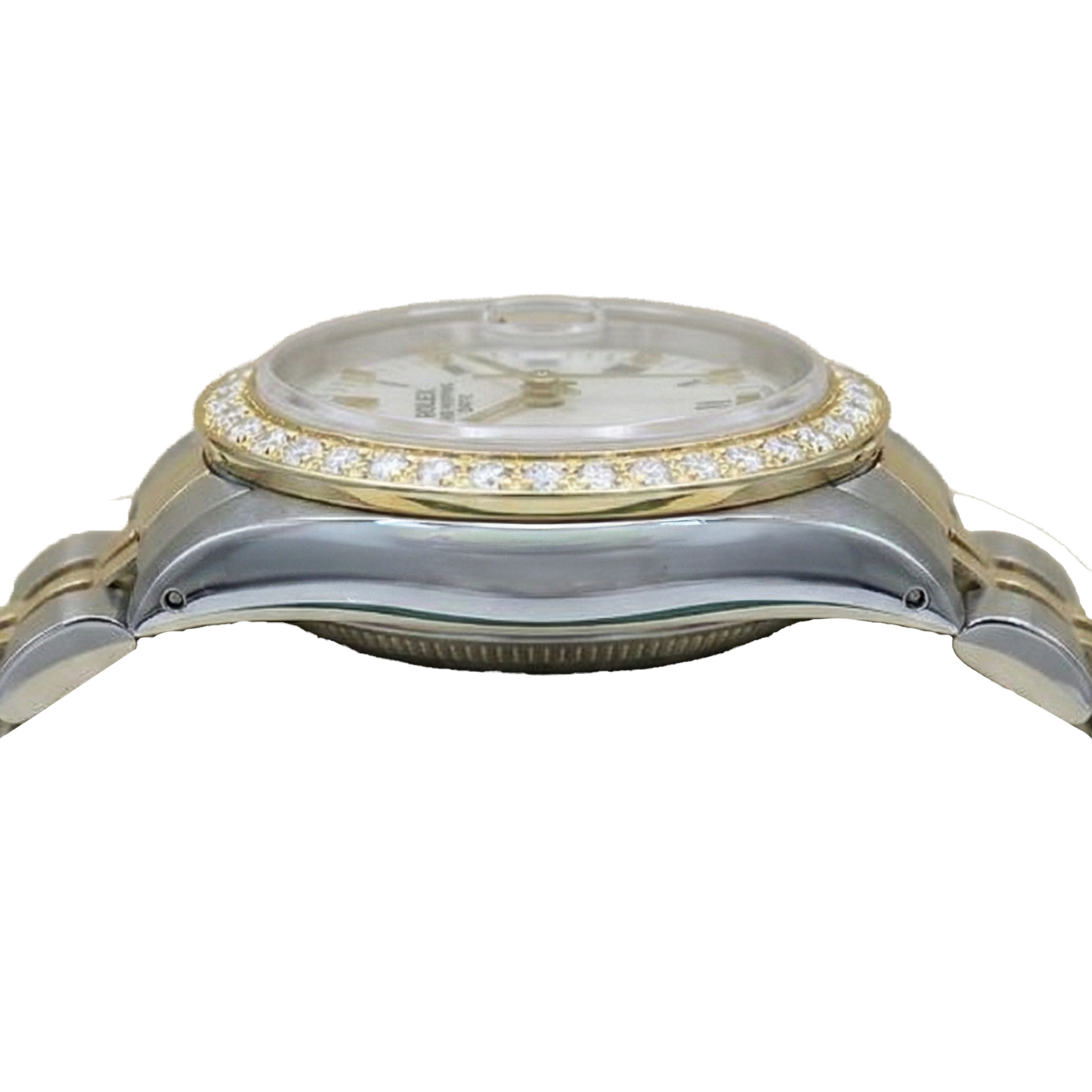 White Roman Dial Natural Earth Mined Diamond Bezel Rolex Date Women Watch Tt Jubilee