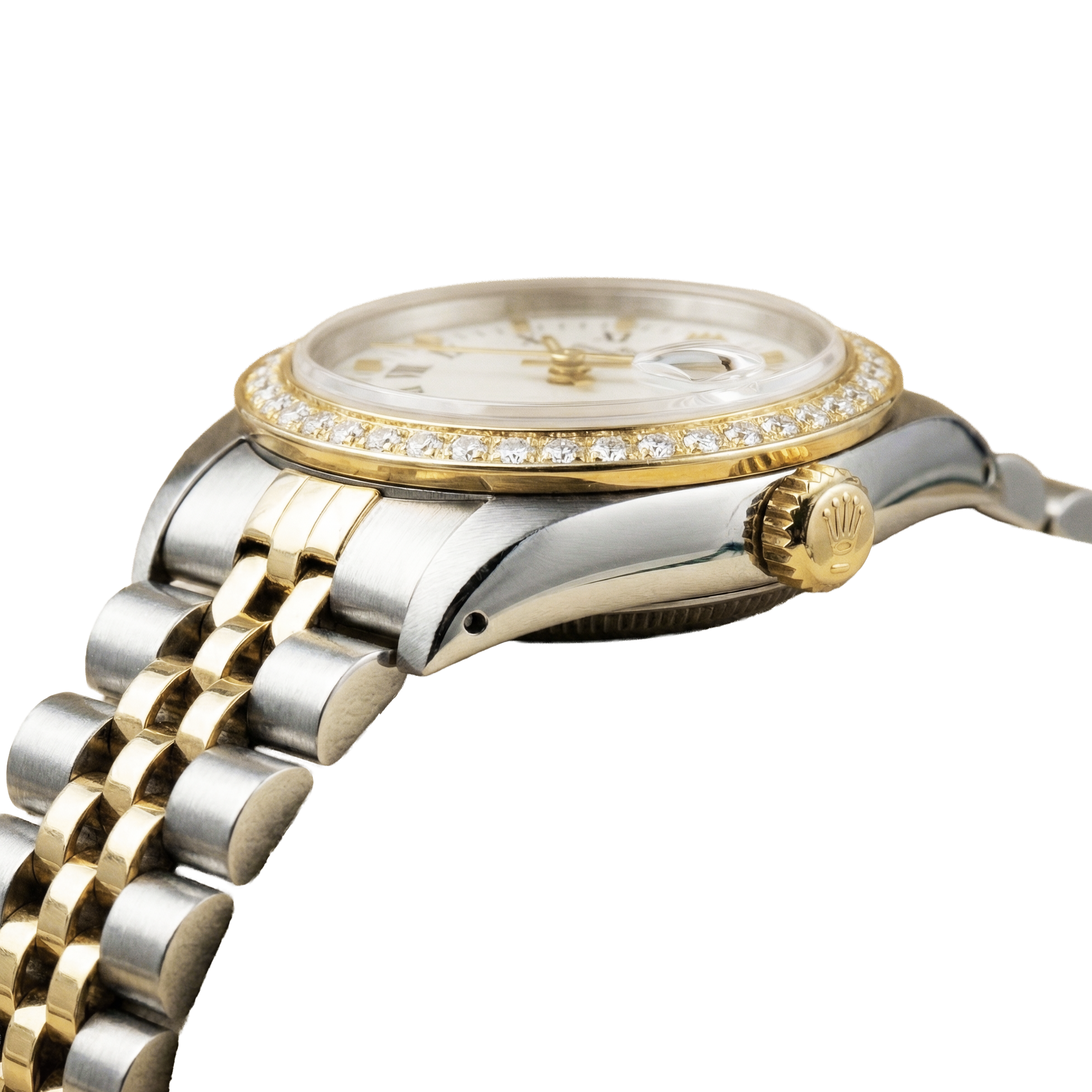 White Roman Dial Natural Earth Mined Diamond Bezel Rolex Date Women Watch Tt Jubilee