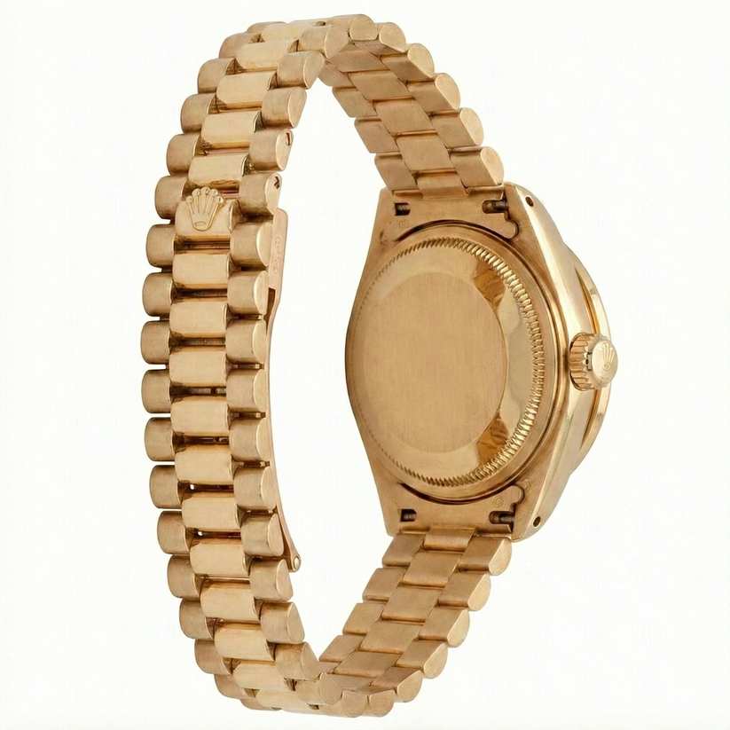 White Roman Dial Natural Earth Mined Diamond Bezel Rolex Dj Watch President Style Yg