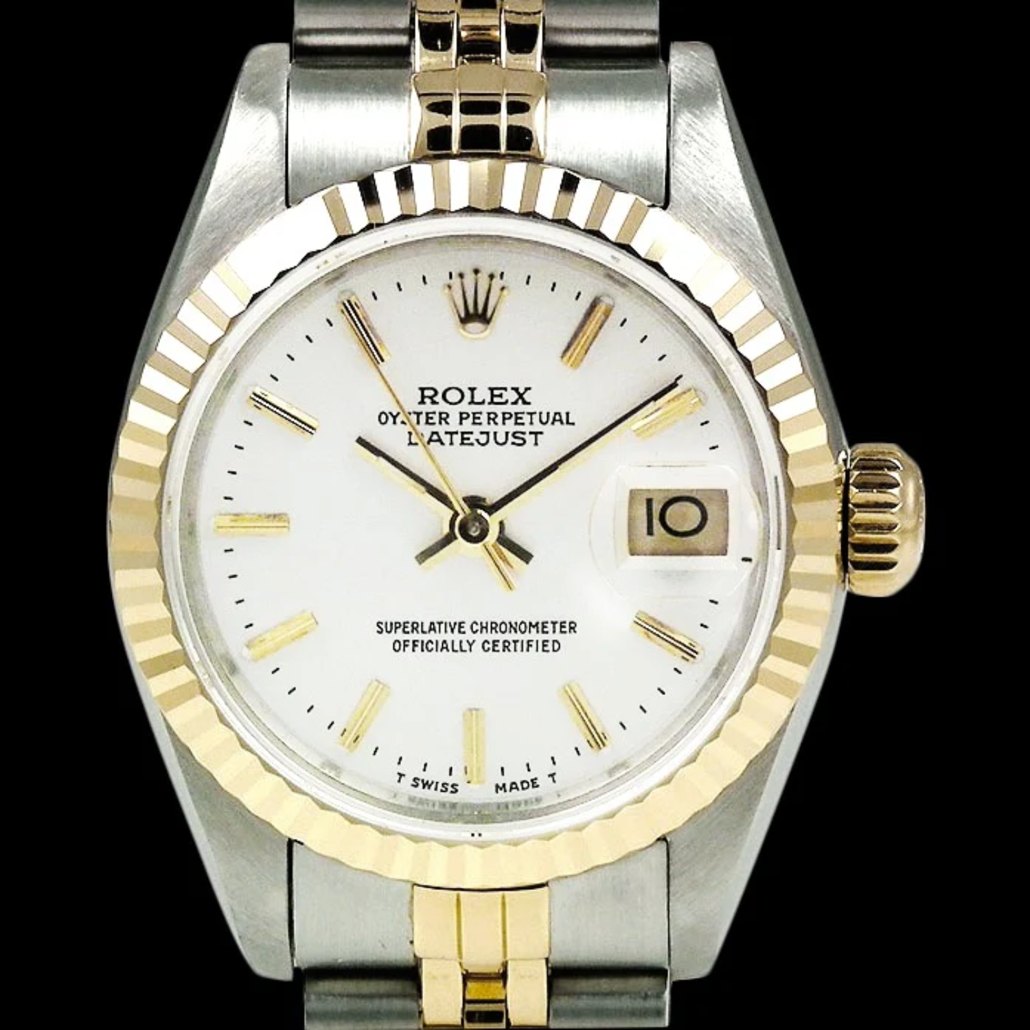 Natural White Stick Dial Datejust Rolex Women Watch Ss & Gold Rolex