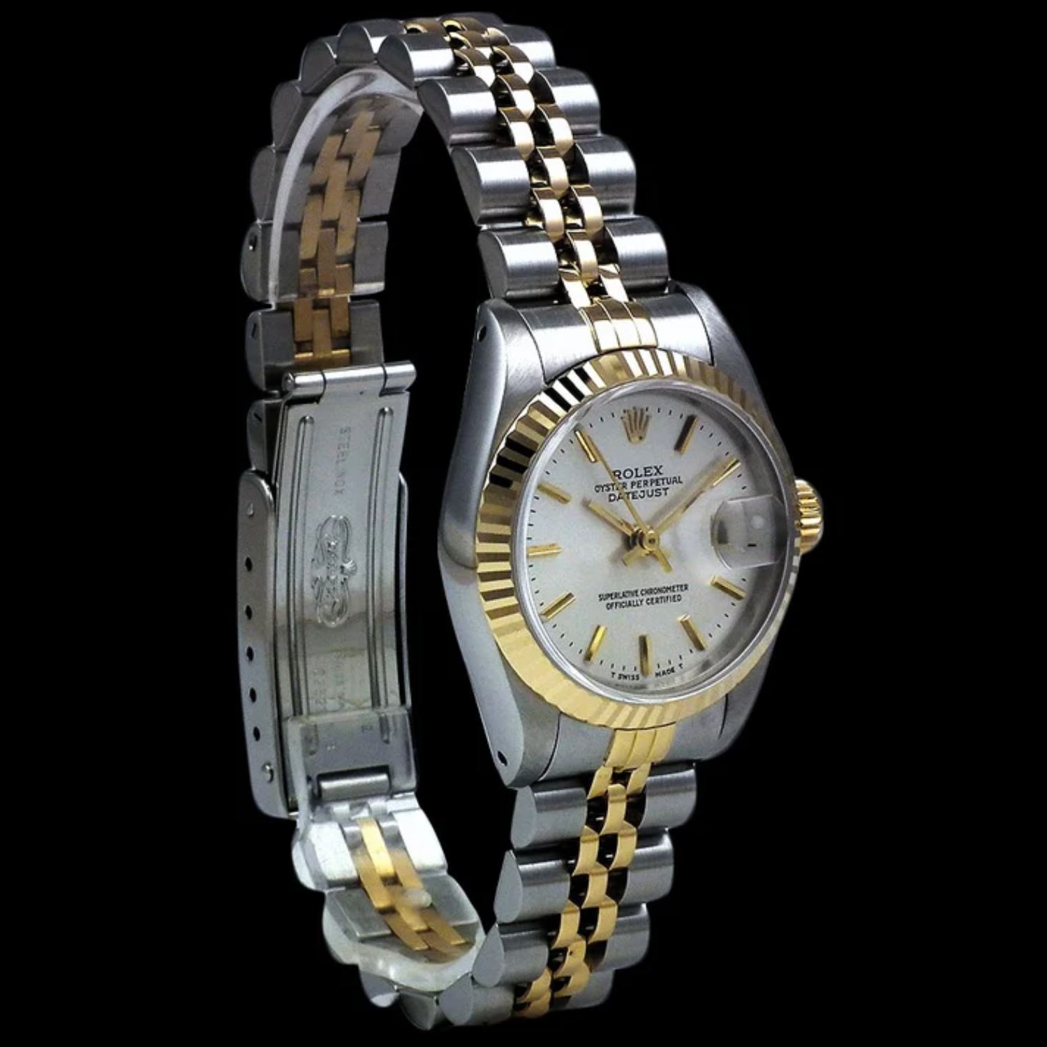 Natural White Stick Dial Datejust Rolex Women Watch Ss & Gold Rolex