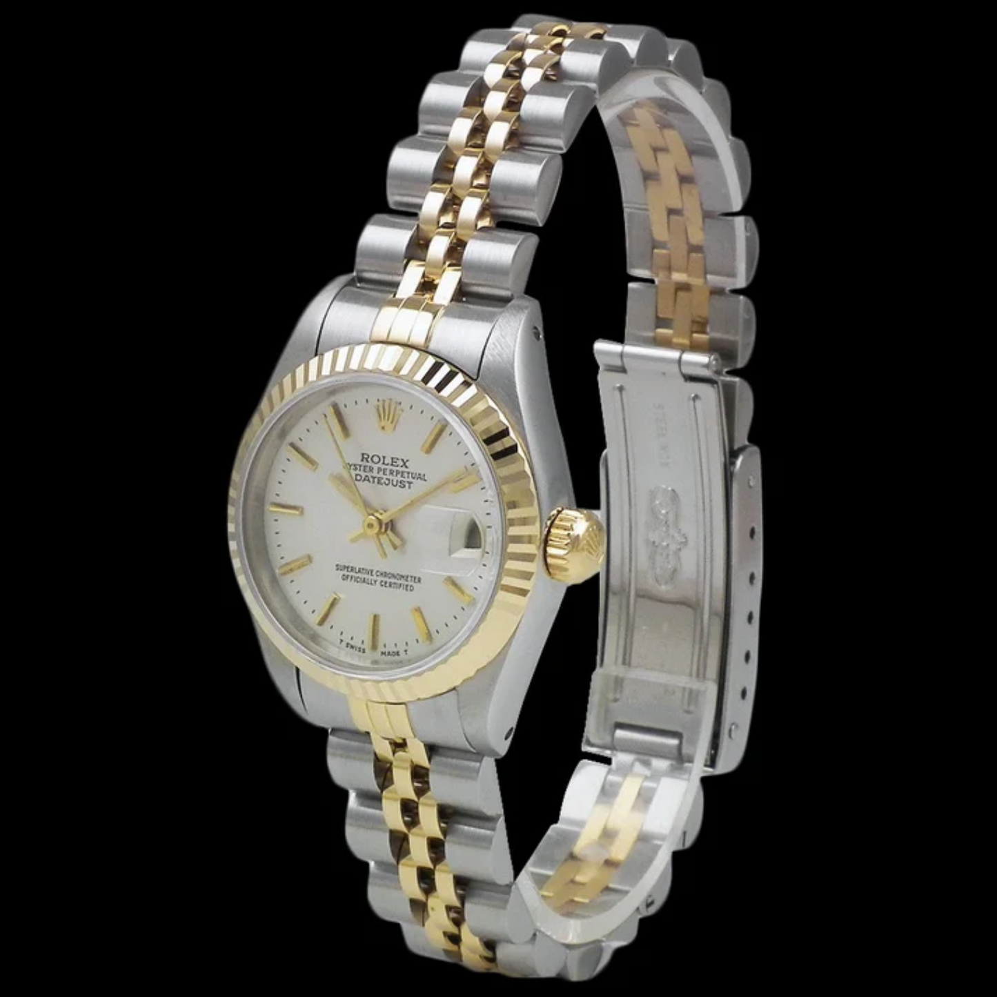 Natural White Stick Dial Datejust Rolex Women Watch Ss & Gold Rolex