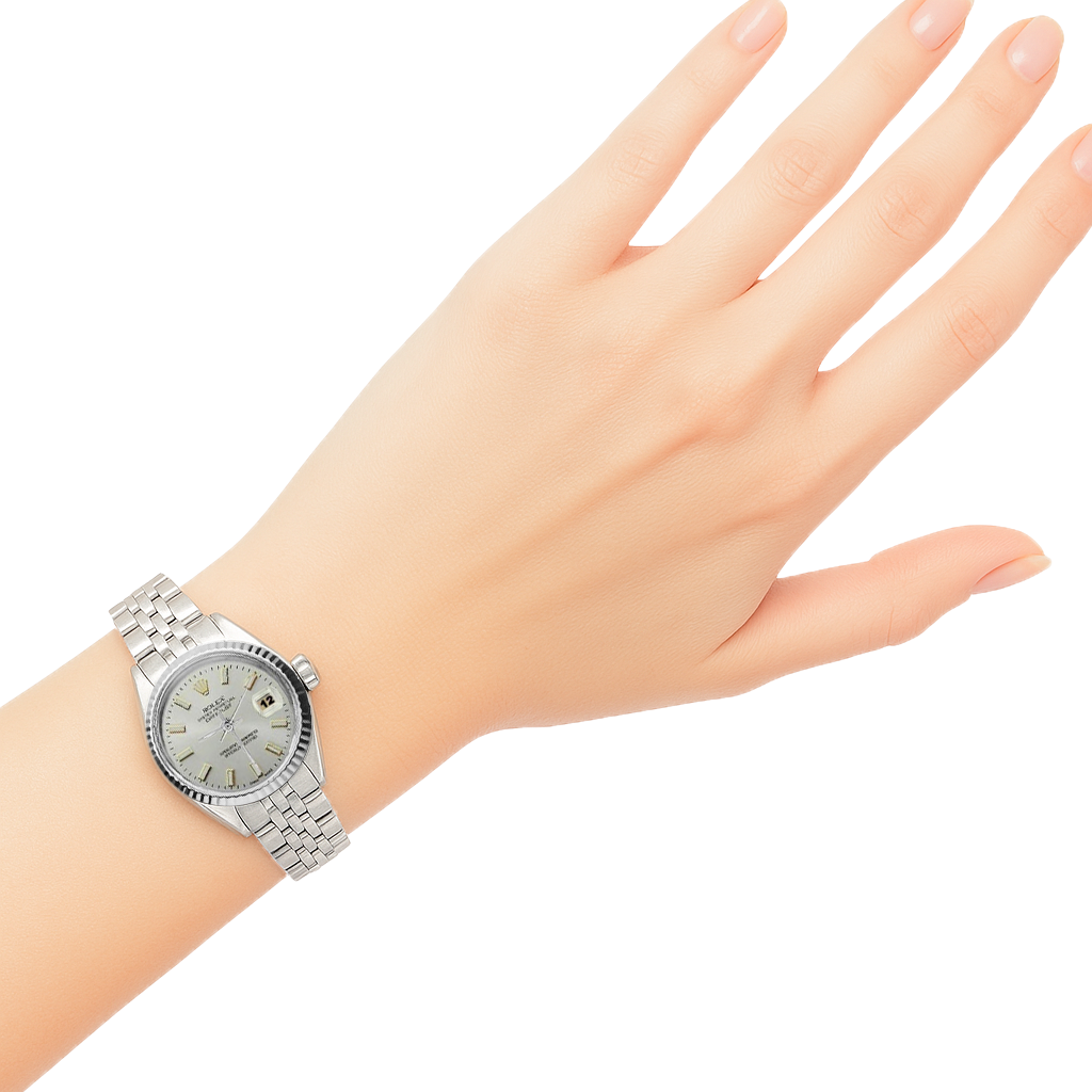 White Stick Dial Rolex Date Just Ss Watch Fluted Bezel Datejust