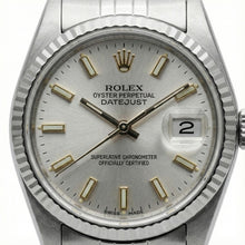 White Stick Dial Rolex Date Just Ss Watch Fluted Bezel Datejust