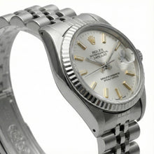 White Stick Dial Rolex Date Just Ss Watch Fluted Bezel Datejust