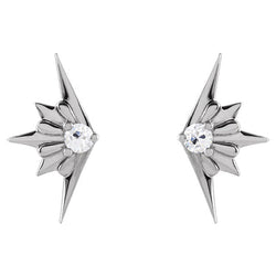 Natural Old Mine Cut Diamond Stud Earrings 1ct - White Gold 14K