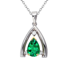 Fine Emerald Gemstone Pendant 1-ct Two-Tone 14K Gold – main view