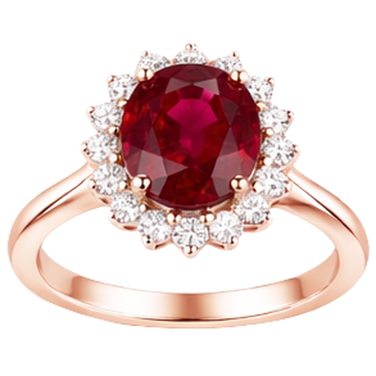 Women 14K Two Tone Gold Oval Cut Ruby And Round Natural Earth Mined Diamond Ring 8.50 Ct
