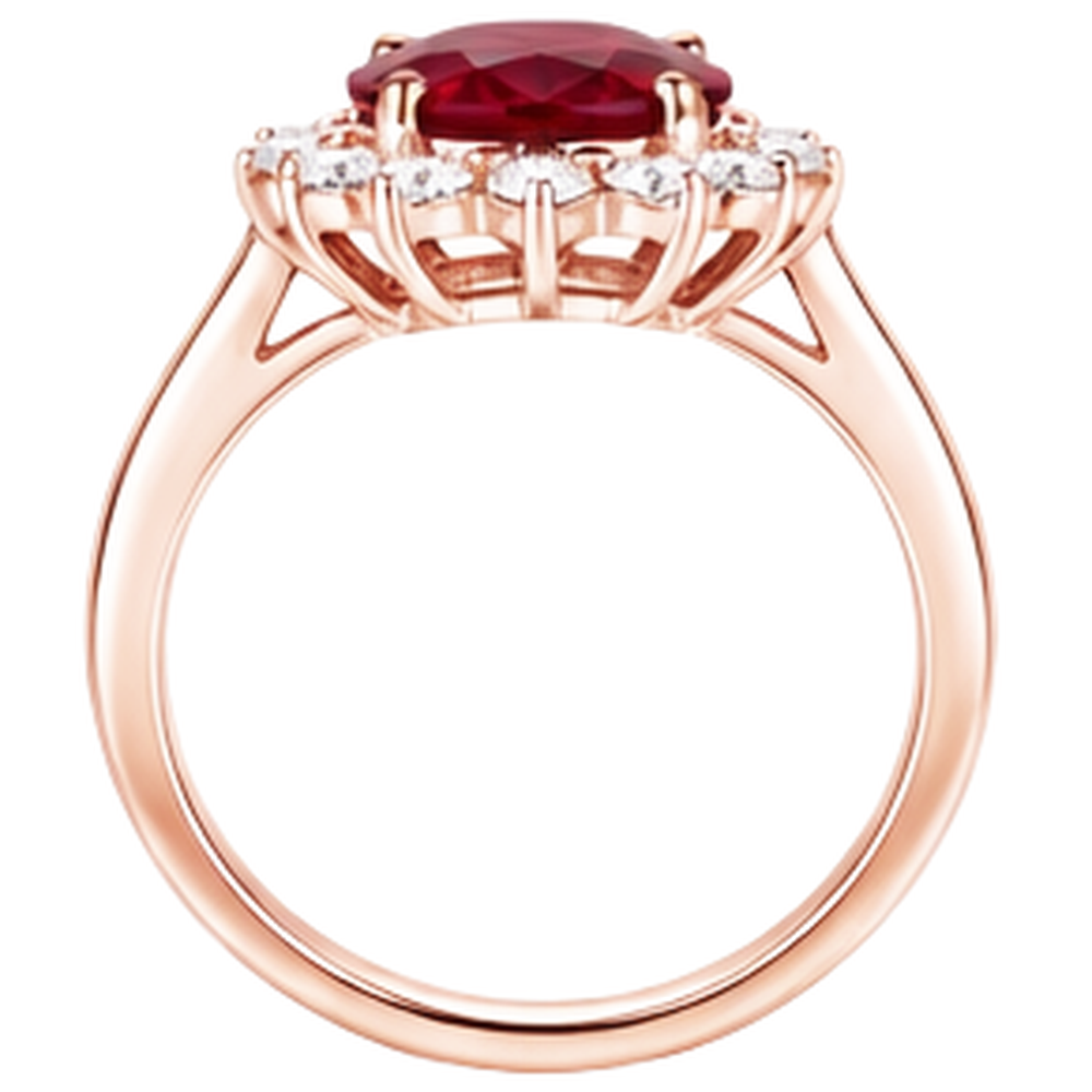 Women 14K Two Tone Gold Oval Cut Ruby And Round Natural Earth Mined Diamond Ring 8.50 Ct
