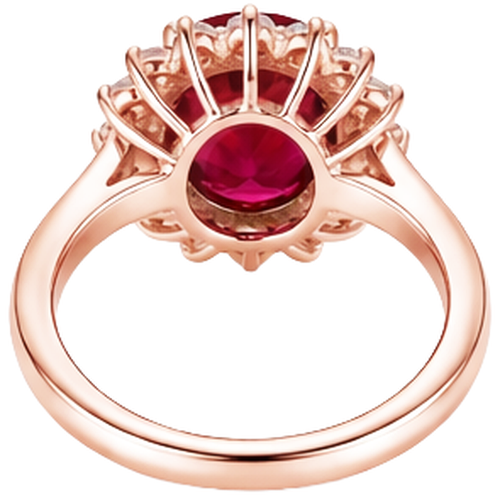 Women 14K Two Tone Gold Oval Cut Ruby And Round Natural Earth Mined Diamond Ring 8.50 Ct